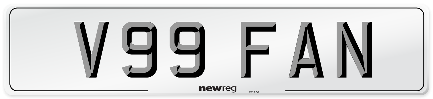 V99 FAN Number Plate from New Reg